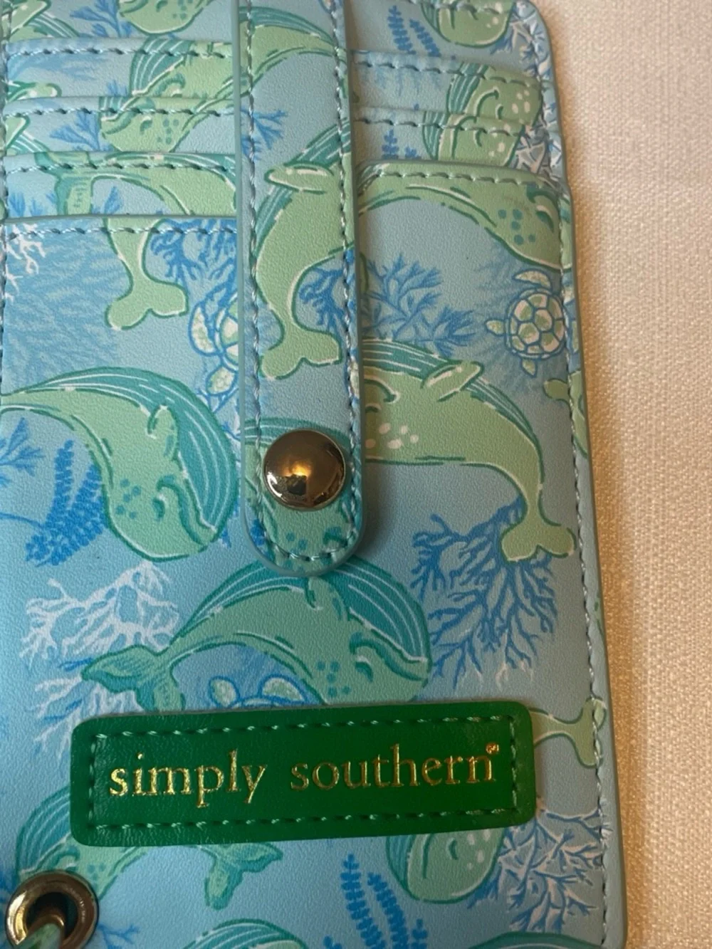 Simply Southern Mint, Blue & Seafoam Card Holder Keychain with Beaded Wristlet
